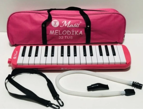 Pembe 32 Tuşlu  Melodika Bez Çantalı