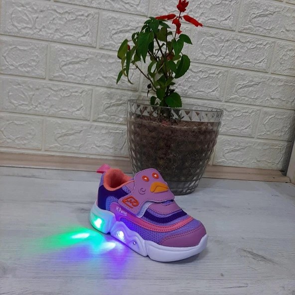 M.P. One 3229 Lila Cırtlı Işıklı Kız Çocuk Bebe Spor - Resim 3