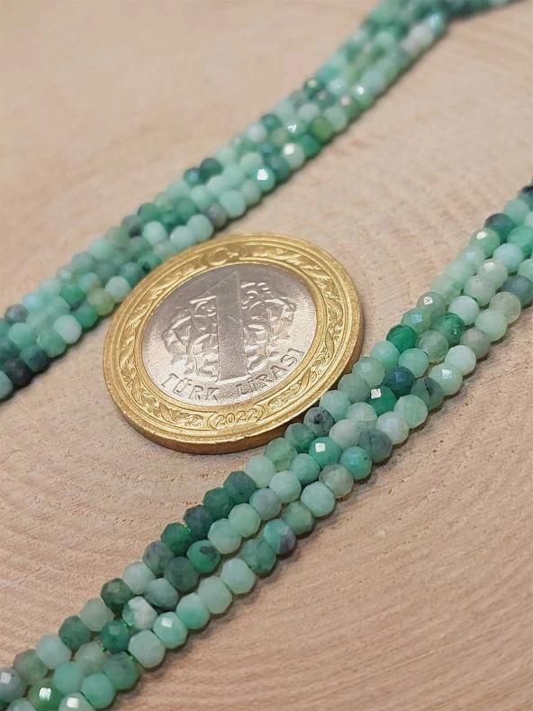 Zümrüt Taşı Rondela Faset Kesim Dizi 2*2.5mm (45902) - Resim 2