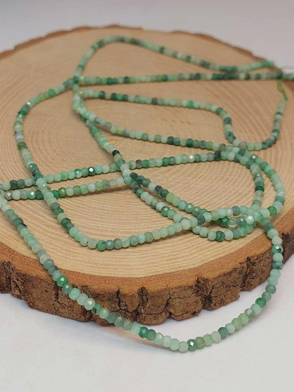 Zümrüt Taşı Rondela Faset Kesim Dizi 2*2.5mm (45902) - Resim 3