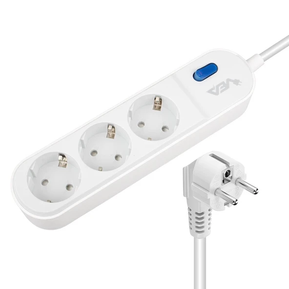 Vea VE-VEGA103 Akım Korumalı Grup Priz 1.5 Metre 3 lü Anahtarlı 3500 Watt 16 Amper Uzatma Kablosu Isıya Dayanıklı - 5