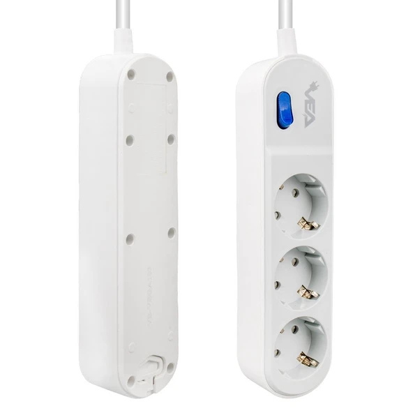 Vea VE-VEGA103 Akım Korumalı Grup Priz 1.5 Metre 3 lü Anahtarlı 3500 Watt 16 Amper Uzatma Kablosu Isıya Dayanıklı - 6