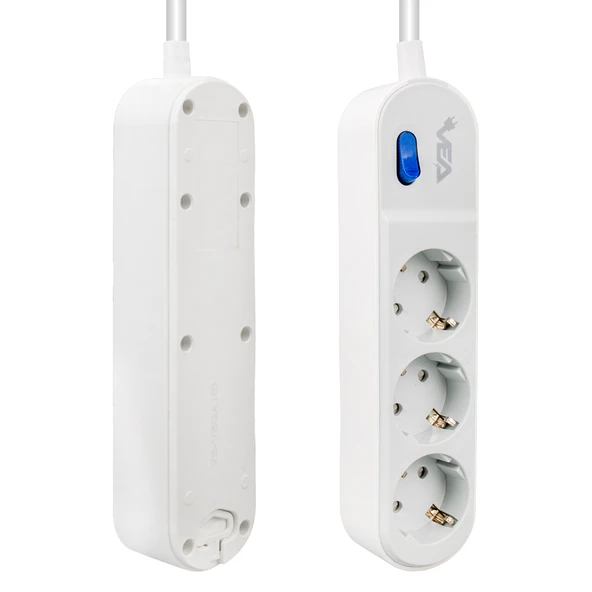 Vea VE-VEGA103 Akım Korumalı Grup Priz 1.5 Metre 3 lü Anahtarlı 3500 Watt 16 Amper Uzatma Kablosu Isıya Dayanıklı - 2