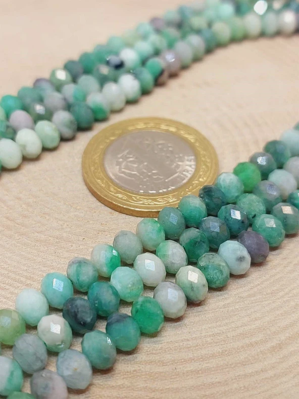 Zümrüt Taşı Rondela Faset Kesim Dizi 4*5.5mm (45904) - Resim 2