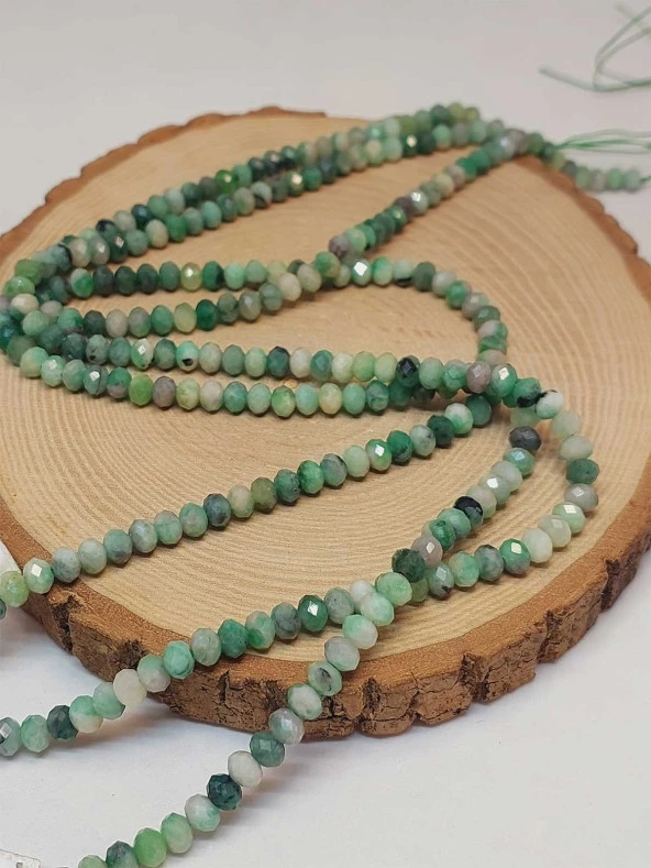 Zümrüt Taşı Rondela Faset Kesim Dizi 4*5.5mm (45904) - Resim 3