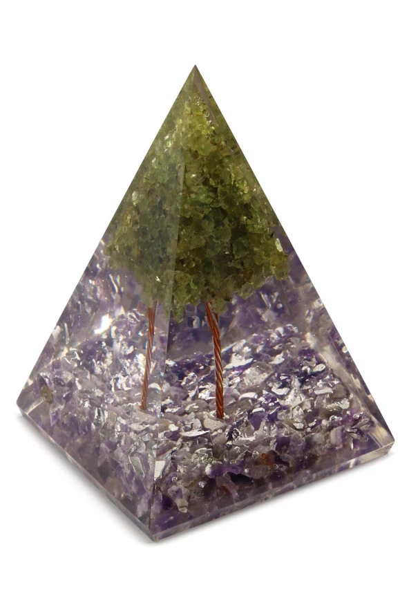 Zebercet - Ametist Taşından Orgonit Piramit