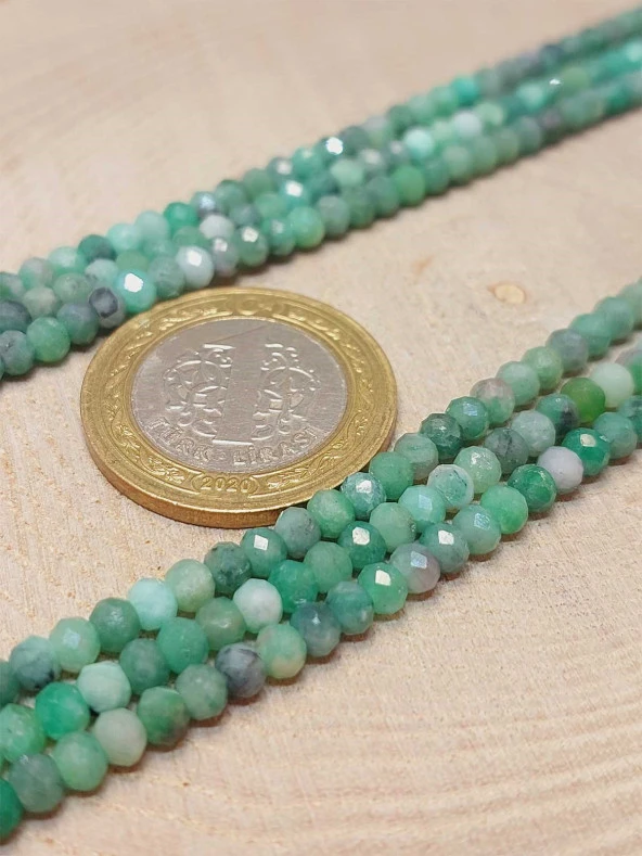 Zümrüt Taşı Rondela Faset Kesim Dizi 2.5*3.5mm (45914) - Resim 2