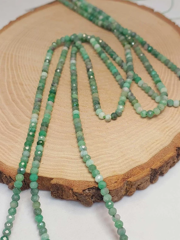 Zümrüt Taşı Rondela Faset Kesim Dizi 2.5*3.5mm (45914) - Resim 3