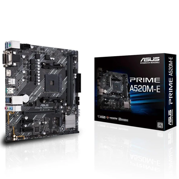 ASUS PRIME A520M-E AMD A520 Soket AM4 DDR4 4600MHz (O.C.) M.2 mATX Anakart