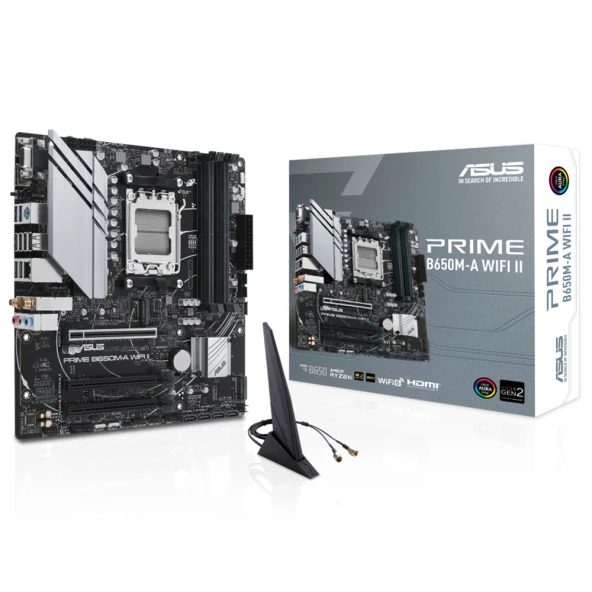 ASUS PRIME B650M-A WIFI II Soket AM5 AMD B650 DDR5 6400 MHz(O.C) mATX Anakart