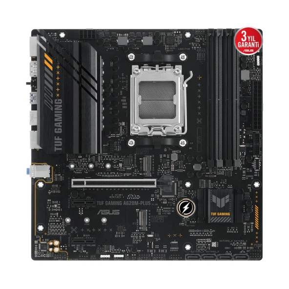 ASUS TUF GAMING A620M-PLUS AMD A620 AM5 DDR5 6400MHz AURA RGB mATX Anakart - 6