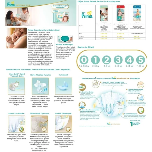 Prima Premium Care Bebek Bezi Beden:0 (1.5-2.5Kg) Prematüre 30 Adet Ekonomik Pk - Resim 8