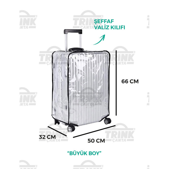 Trink Çanta VALİZ ve BAVUL Kılıfı Şeffaf Su Geçirmez Kir Tutmaz Kolay Temizlenebilir Büyük Boy