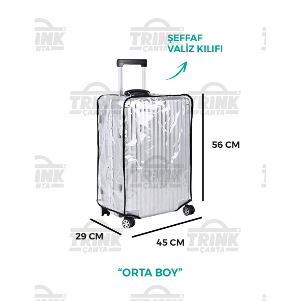 Trink Çanta VALİZ ve BAVUL Kılıfı Şeffaf Su Geçirmez Kir Tutmaz Kolay Temizlenebilir OrtaBoy
