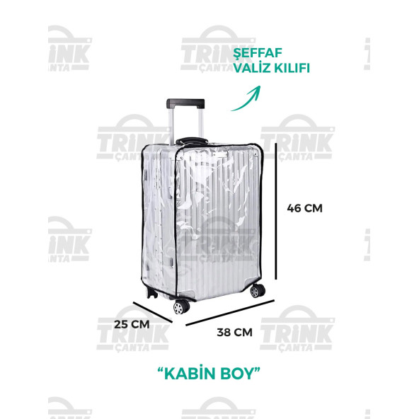 Trink Çanta VALİZ ve BAVUL Kılıfı Şeffaf Su Geçirmez Kir Tutmaz Kolay Temizlenebilir Kabin Boy