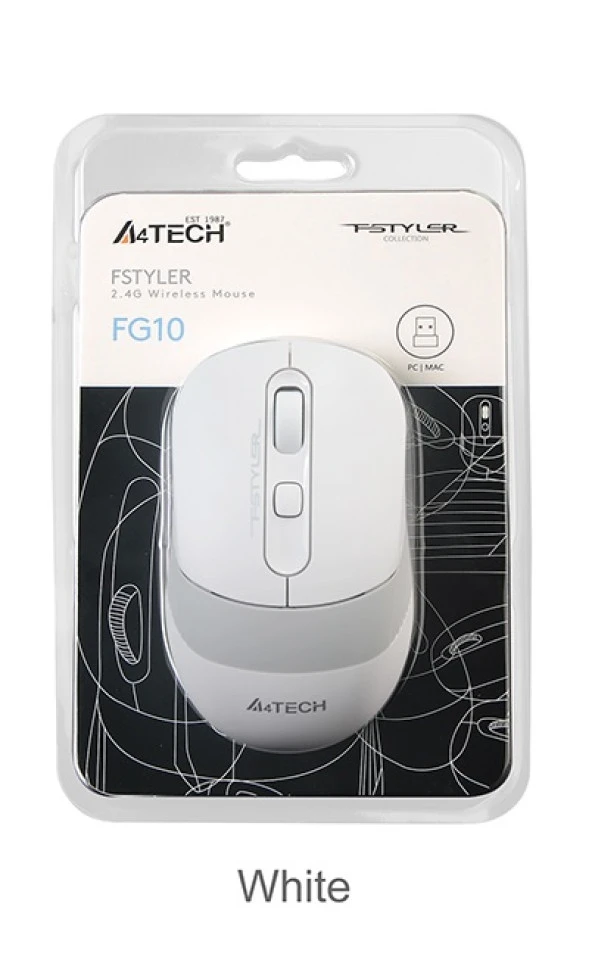 A4-TECH fg10 2000 dpi kablosuz beyaz mouse