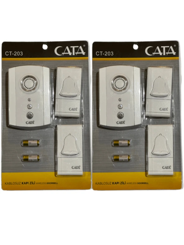 Cata CT-203 Kablosuz Kapı Zili (Beyaz Desenli)(2 Adet)
