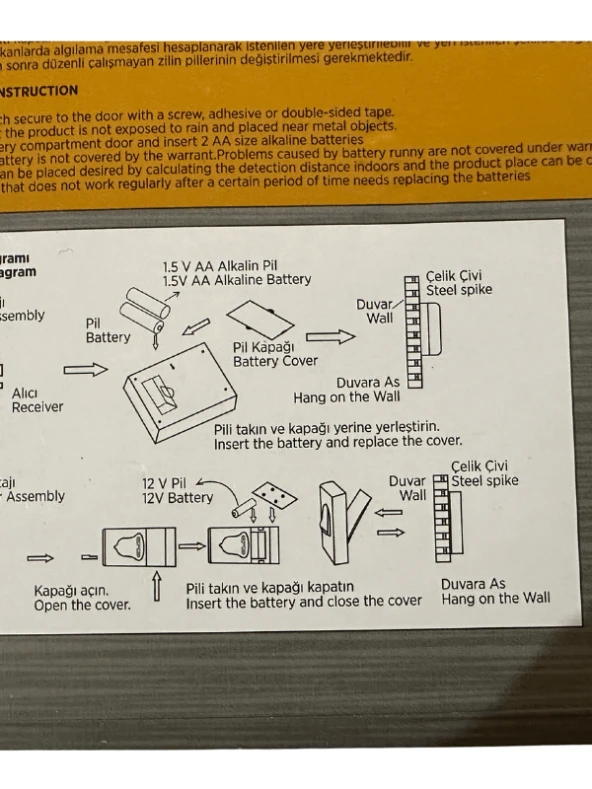Cata Ct-102 Kablosuz Kapı Zili (Gri Kenarlı) - 2