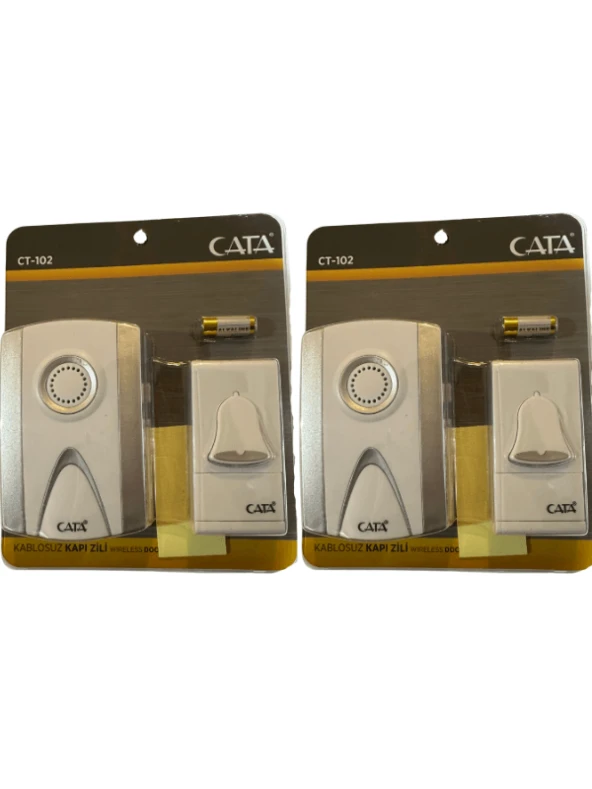 Cata CT-102 Kablosuz Kapı Zili (Gri Kenarlı) (2 Adet)