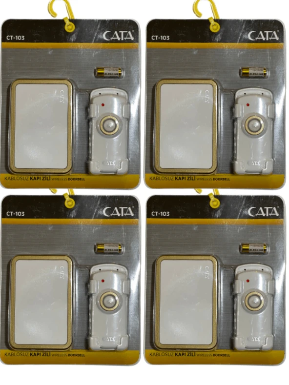 Cata CT-103 Kablosuz Kapı Zili (Sarı Kenarlı)(4 Adet)