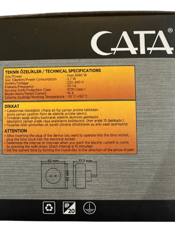 Cata CT-9180 3680W 16 Amper Mekanik Zaman Saati (8 Adet) - 3