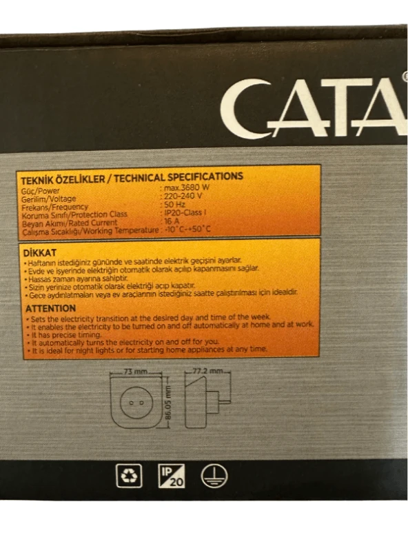 Cata CT-9182 3680W 16 Amper Dijital Zaman Saati - 2