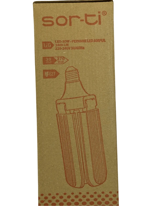 Sorti 30W (270W) 6500K (Beyaz Işık) E27 Duylu Pervane Led Ampul (8 Adet) - 3