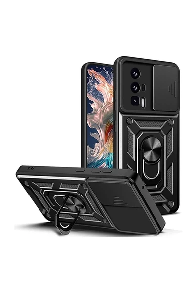 Gpack Xiaomi Poco F5 Pro Kılıf Tank Aramid Sürgülü Vega YüzüklüNano