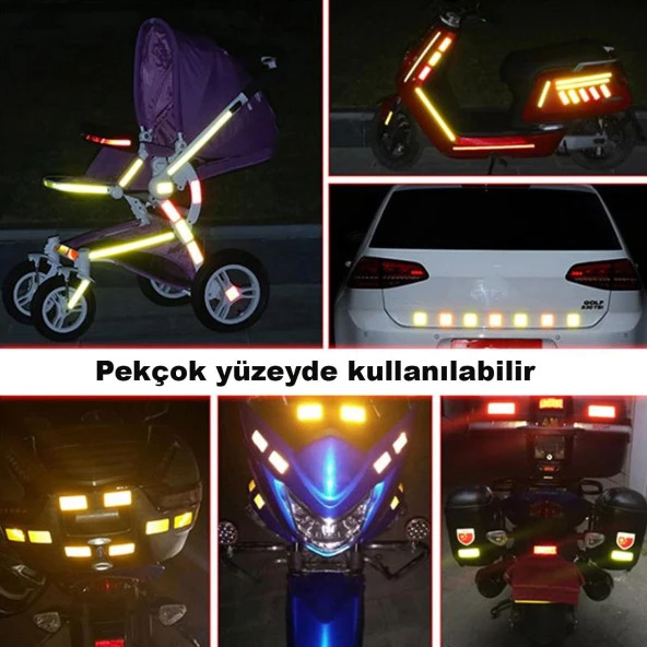Reflektörlü Reflektif Fosforlu Şerit Bant Bandı 1-5-10 Metre Seç - 11