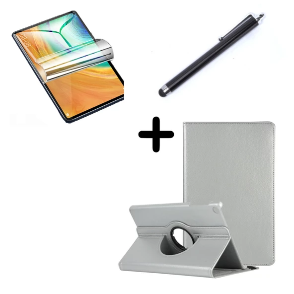 Lenovo Tab M10 3. Nesil TB-328FU T610 Kılıf Dönen Tablet Kilifi Ekran Koruyucu+Kalem - 11