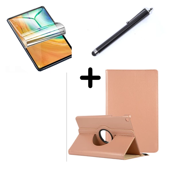Lenovo Tab M10 3. Nesil TB-328FU T610 Kılıf Dönen Tablet Kilifi Ekran Koruyucu+Kalem - 10