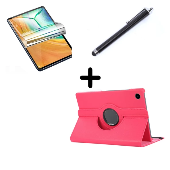 Lenovo Tab M10 3. Nesil TB-328FU T610 Kılıf Dönen Tablet Kilifi Ekran Koruyucu+Kalem - 4