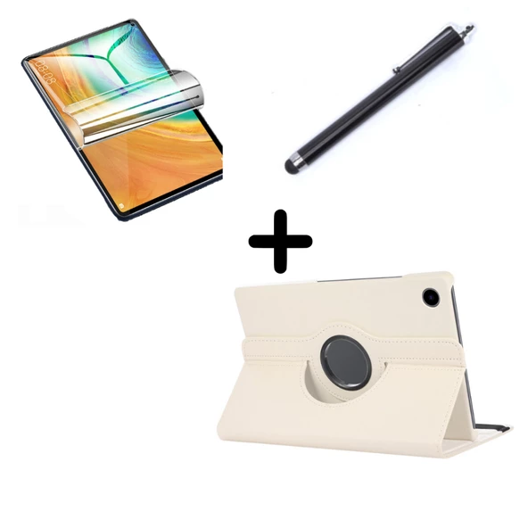 Lenovo Tab M10 3. Nesil TB-328FU T610 Kılıf Dönen Tablet Kilifi Ekran Koruyucu+Kalem - 7