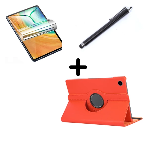 Lenovo Tab M10 3. Nesil TB-328FU T610 Kılıf Dönen Tablet Kilifi Ekran Koruyucu+Kalem - 12