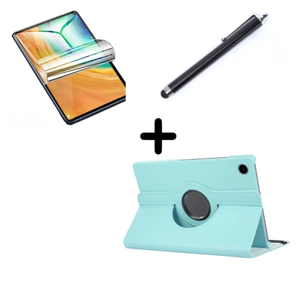 Lenovo Tab M10 3. Nesil TB-328FU T610 Kılıf Dönen Tablet Kilifi Ekran Koruyucu+Kalem - 6