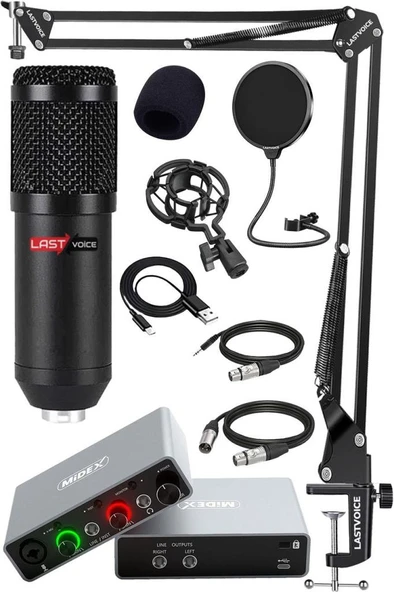 Midex Glx Paket-3 BM800 Mikrofon + Stüdyo Ses Kartı + Stand + Filtre ürün görseli 1