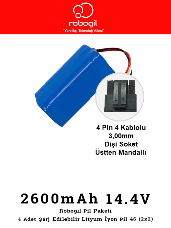 Pil4065A08S Arzum AR4301 Robotek X2 2600mAh Uyumlu Batarya Robot Süpürge Pili