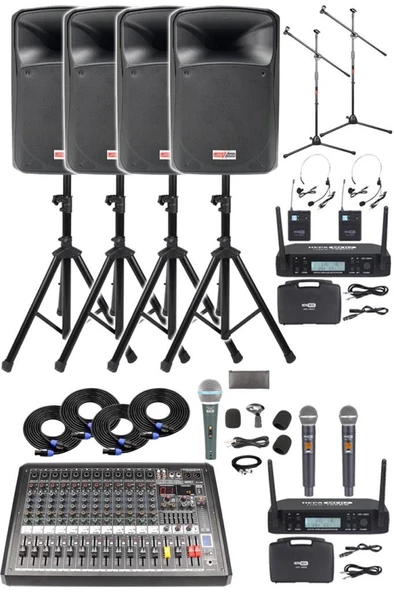 Midex Extreme Paket-4 Mixer Hoparlör Mikrofon Full Ses Sistemi Seti ürün görseli