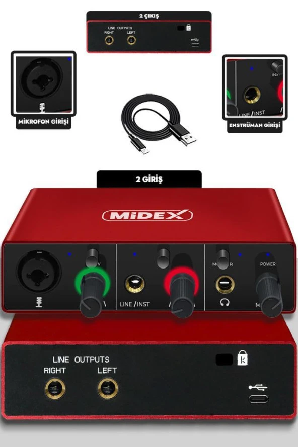 Midex CX1-C Mikrofon GLX-500 Ses Kartı + Stand Pop Filtre Set - 4