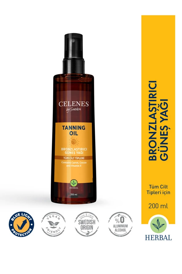 CELENES Herbal Bronzlaştırıcı Güneş Yağı 200 ml