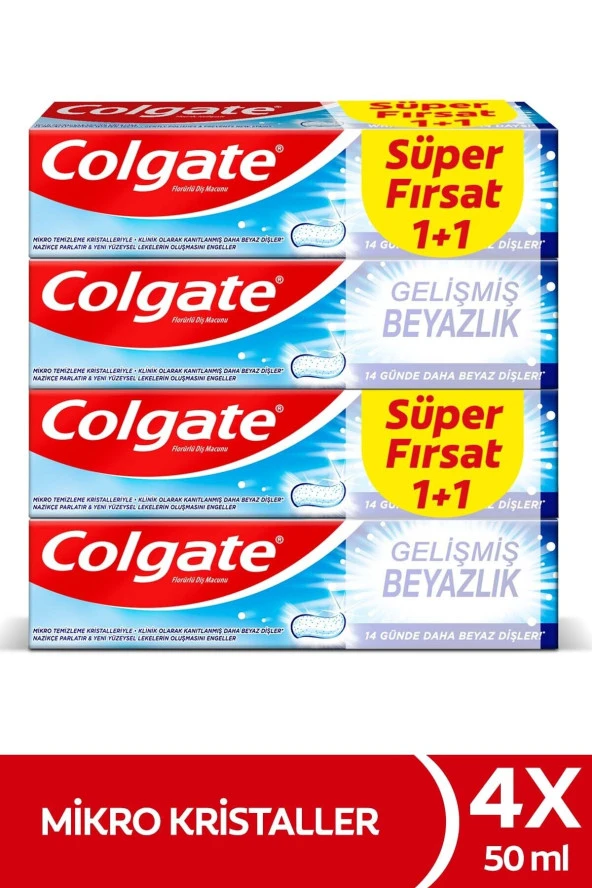 COLGATE Gelişmiş Beyazlık Beyazlatıcı Diş Macunu 50 ml x 4 Adet