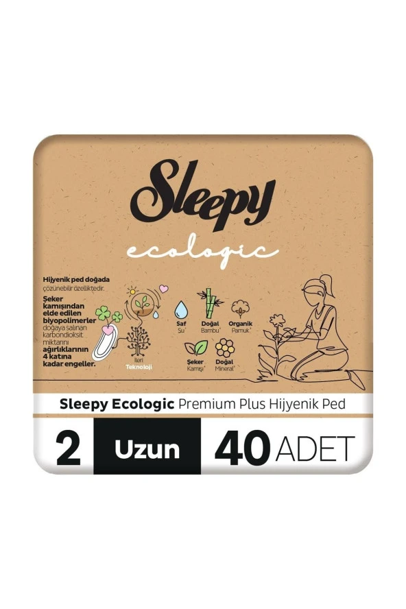 SLEEPY Ecologic Premium Plus Hijyenik Ped Uzun 40 Adet Ped