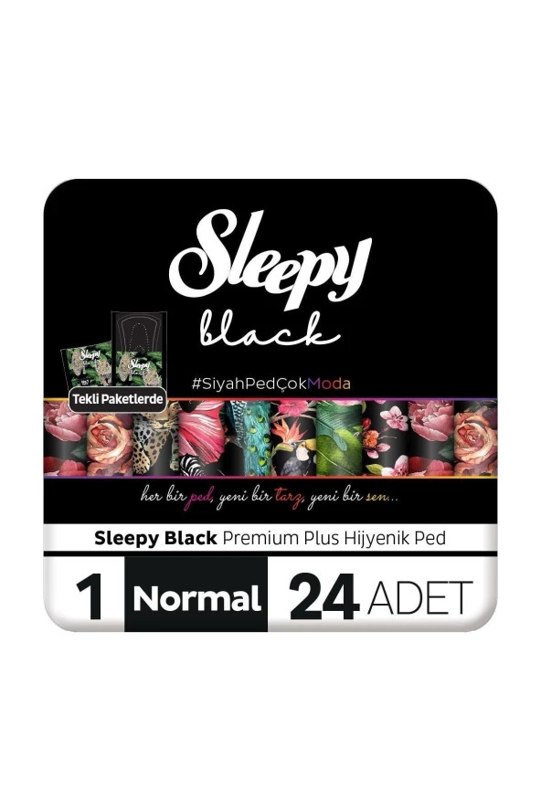 SLEEPY Black Premium Plus Hijyenik Ped Normal 24 Adet Ped