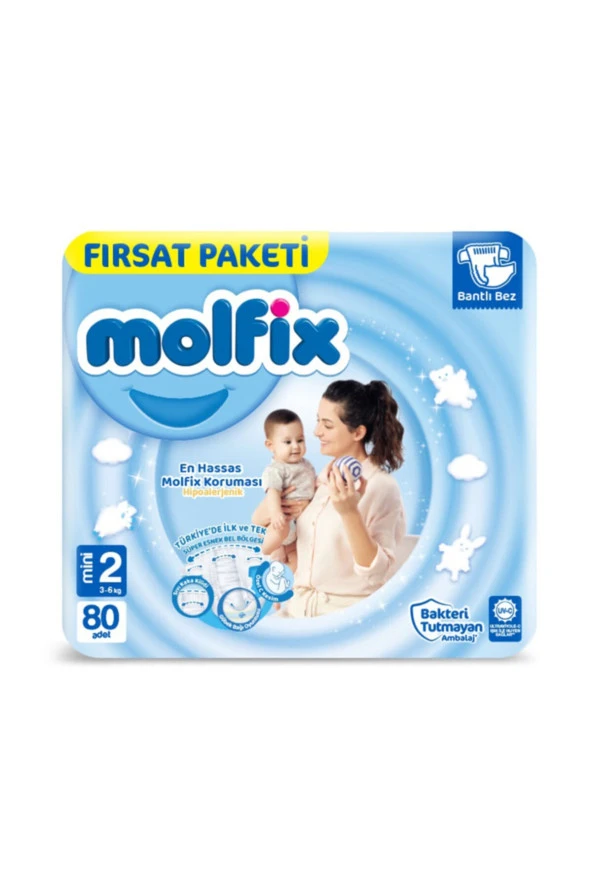 MOLFİX Bebek Bezi Mini Fırsat Paketi 2 Beden 3-6 Kg 80 Adet