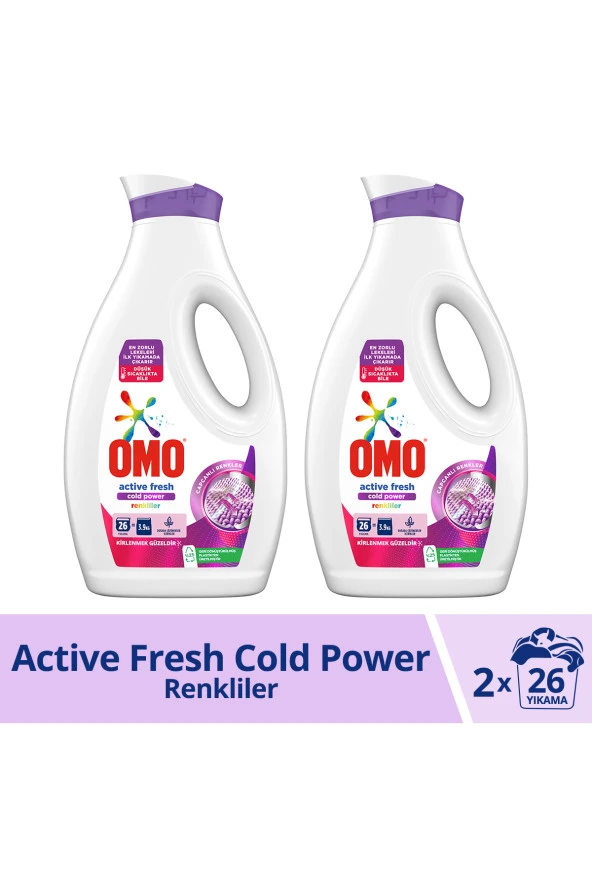 OMO Sıvı Deterjan Active Fresh Cold Power Renkliler 1690 ml X2