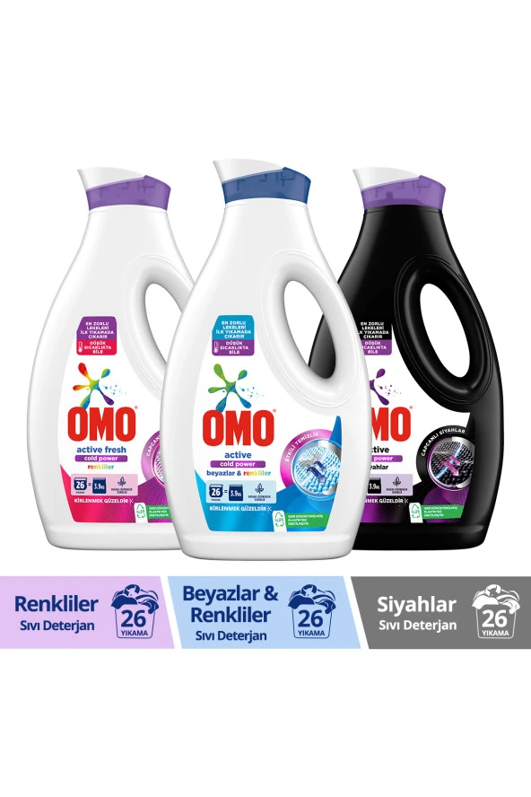 OMO Sıvı Deterjan Active Fresh Cold Power Renkliler 1690 ml Cold Power Beyazlar Ve Renkiler Siya