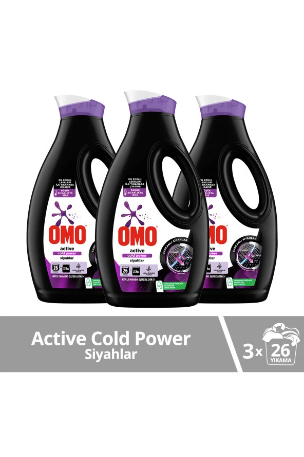 OMO Sıvı Active Cold Power Siyahlar Için Çamaşır Deterjanı 1690 ml X3