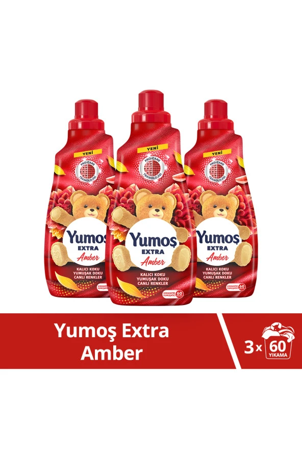 YUMOŞ Extra Konsantre Çamaşır Yumuşatıcısı Amber 1440 ml 60 Yıkama 3 Adet