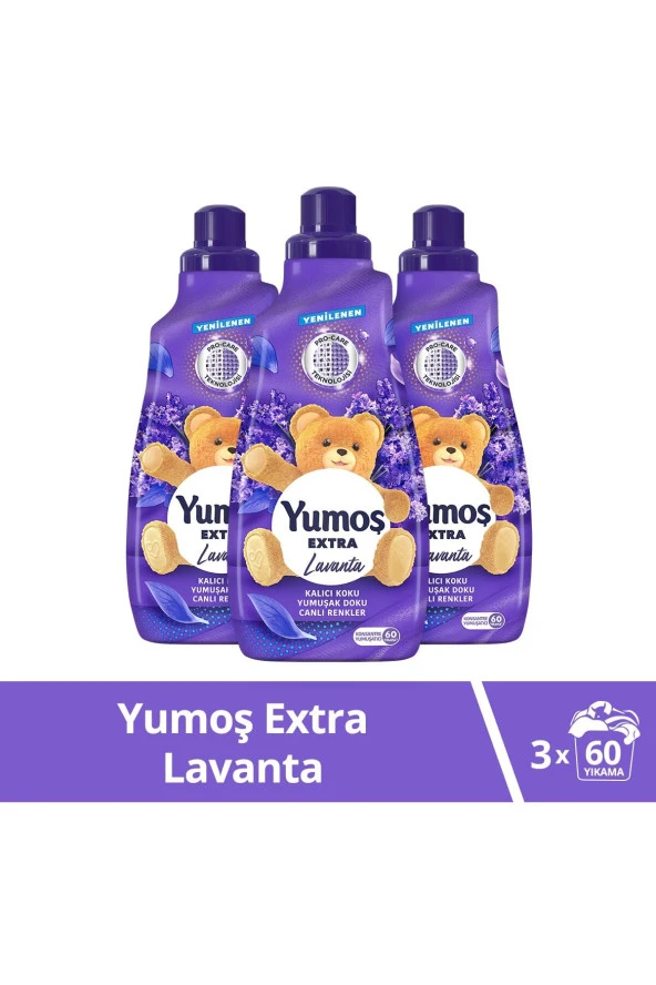 YUMOŞ Extra Lavanta Konsantre Çamaşır Yumuşatıcı 60 Yıkama 3'lü Paket 1140 Ml