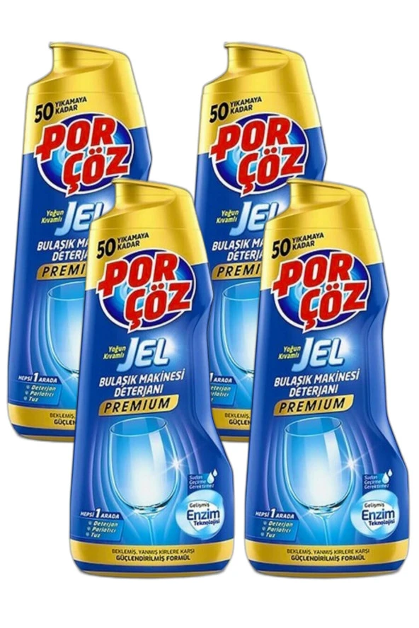 PORÇÖZ Premium Bulaşık Makinesi Deterjanı Jel 900 ml x 4 Adet SÜPER FİYAT